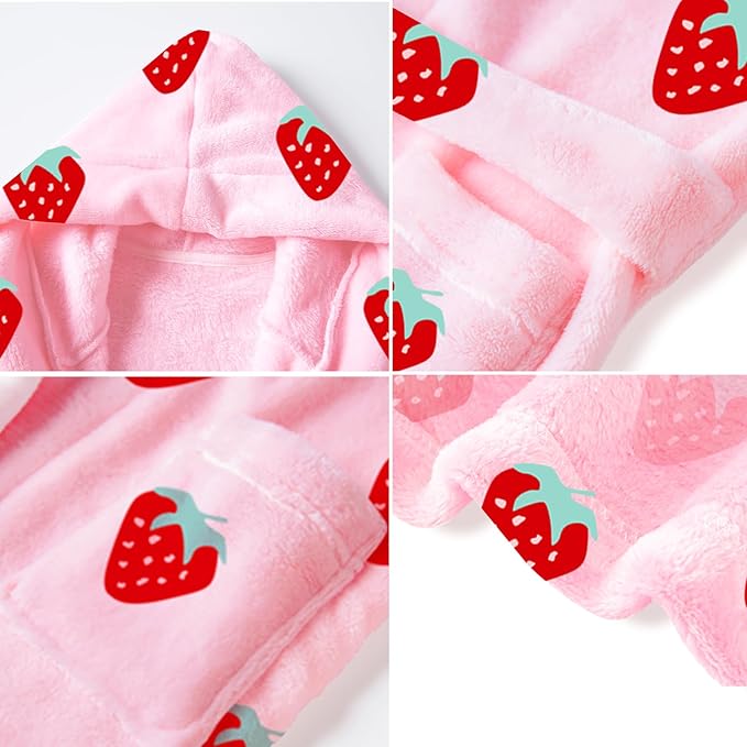 SANGTREE Boys Girls Robe Fleece Hooded Soft Toddler Bathrobe Cute Boys Bathrobe Fuzzy Plush Robes for Kids, 2-12 Years