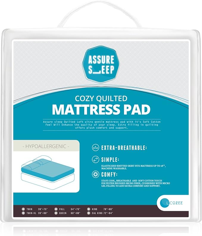 Super Special White Event: Assure Sleep , Hypoic Waterproof Fitted Crib Protective Mattress Pad Cover, White Vinyl Free - Fits Pack and Play or Mini Portable Crib and Playard Mattresses -
