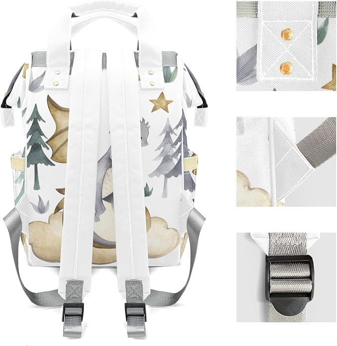 Personalized Cute Dragon Watercolor Custom with Name Diaper Bag Backpack For Baby Boy Girl Dad Mom Unisex for Adult Daypack Holiday Gift