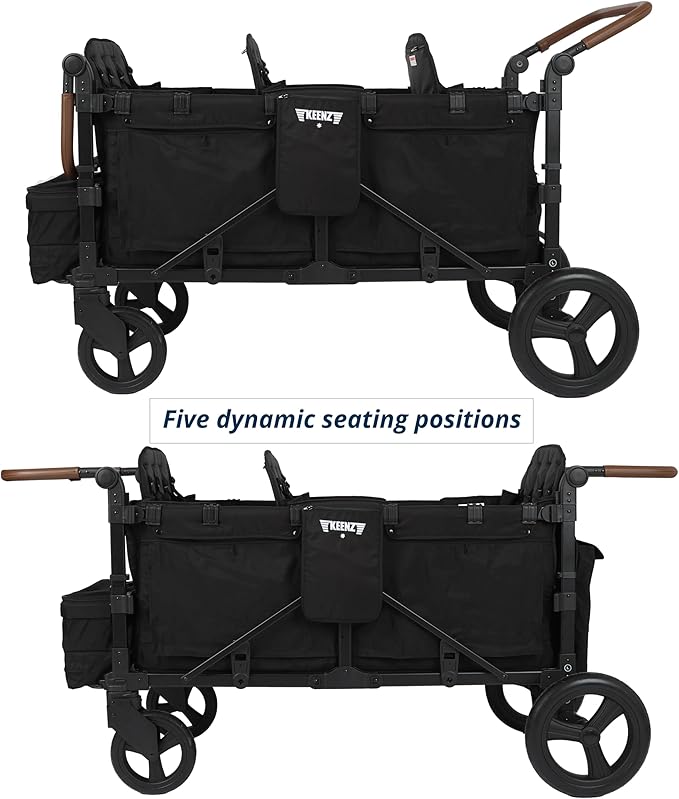 Keenz XC EVO Luxury Comfort Stroller Wagon | Foldable 6 Passenger with Adjustable Canopy |Black