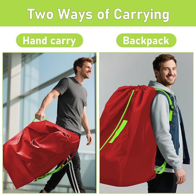 Jaseppor Car Seat Bags For Airplane Travel, Gate Check Bag, Durable Travel Bag with Thickened Shoulder Straps and 2pcs Luggage Tags For Airplane（Red）