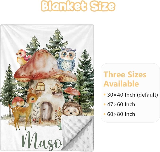 Personalized Baby Bedding Set - 3 Pcs Custom Name Crib Bedding Set for Nursery - Soft Double Layer Baby Crib Set for Boys Girls, Customized Gifts for New Parents Infant Toddler - Forest Animal