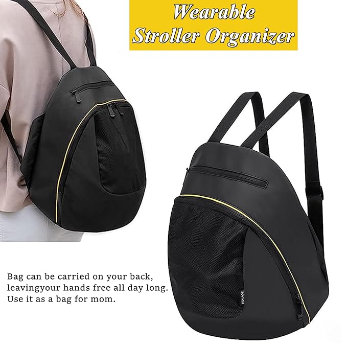 Clip-On Storage Bag Compatible with Doona Stroller & Carseat, Large Capacity Storage Space Diaper Bag with Non-Slip Zipper, Stroller Organizer Bag Wearable Backpack Mother's Bag All Day Bag