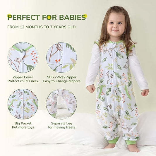 WONDAY Toddler Sleep Sack with Feet, 0.5 Tog Sleeping Sacks for Walking with Legs 12-18 Months 2T