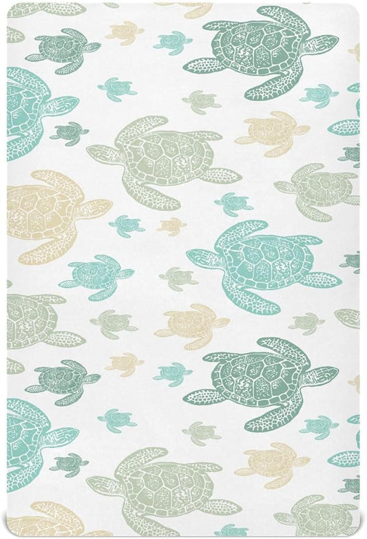 Sea Turtles Crib Sheet for Boys Girls, Super Soft Breathable Fitted Crib Sheet for Standard Crib & Toddler Mattress, Nursery Sheet, 28x52 in