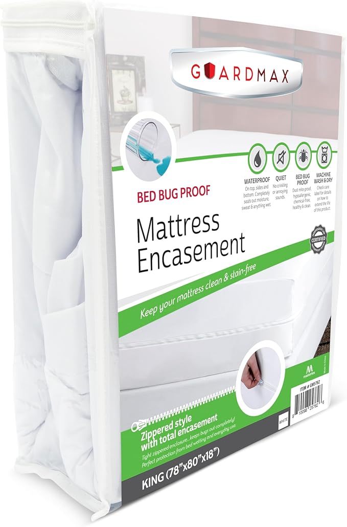 Guardmax Jersey Knitted King Zippered Mattress Encasement with Deep Pockets - Waterproof & Bed Bug Proof Mattress Protector - Comfortable, Soft, and Noiseless Zippered Bedding - (78x 80 x 18)