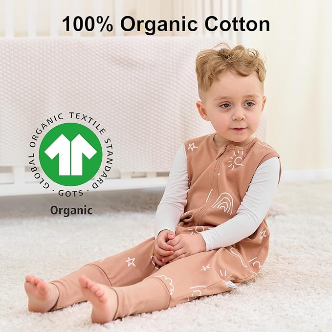 Yoofoss Toddler Sleep Sack With Feet 3-4T 100% Organic Cotton Baby Sleep Sack with Legs Toddler Wearable Blanket with 2-Way Zipper