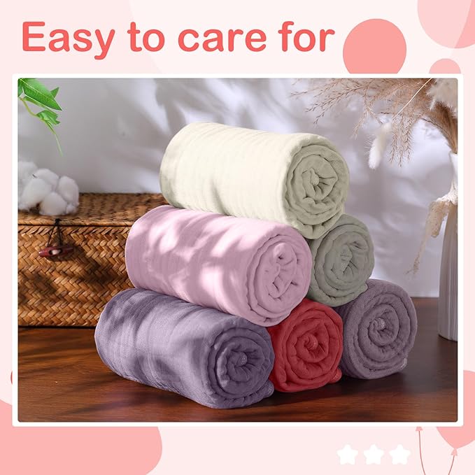 Peryiter 6 Pcs Muslin Hooded Baby Towels, 32x 32'' Cotton Newborn Bath Towel Muslin Infant Baby Blankets Absorbent Unisex Christmas Registry Gift Essentials for Girls Boys (Brown Series)