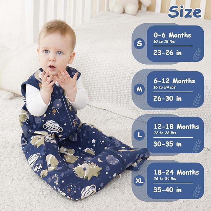 Looxii Baby Sleep Sack 0.5 TOG, 100% Cotton 3 Pack Wearable Blanket Baby Sleep Bag for Newborn Infant, 2-Way Zipper Lightweight Toddler Sleeping Sack 6-12 Months