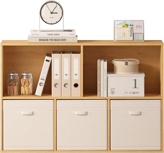 Jpiziso 5 Cube Storage Organizer Bookshelf, Closed Back Display Bookcase, Reversible Bookcase, Cubes Closet Organizer for Home, Living Room, Kids Room, Office, Bedroom, Study, Hallway