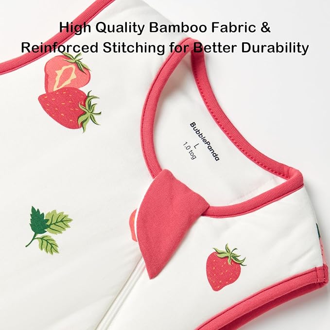 BubblePanda Rayon Made from Bamboo Sleep Sack 0-6 Months 1.0 Tog Soft Toddler Sleeping Sack 3-6 Months for Infant Newborn Babies 2-Way Zipper Baby Wearable Blanket 0-3 Months