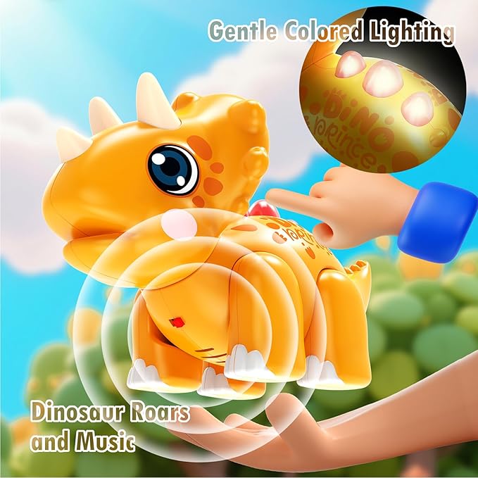 Marstone Toddler Dinosaur Toys for 1 Year Old Boy Gifts: Educational Light Up Sound Building Baby Musical Toys 12-18 Months, Mix and Match Learning Birthday Gift for Kids 1 2 3 Year Old