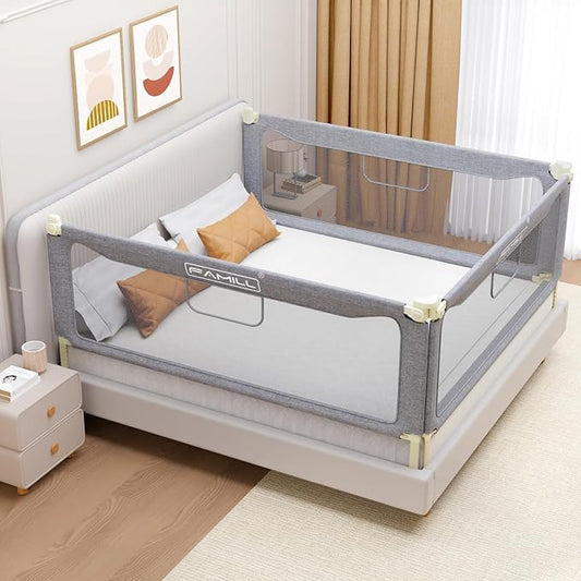 FAMILL Bed Rail for Toddlers, Foldable Toddler Bed Rails Suitable for Queen/King/Full/Twin Size, Grey, 70.8", 1 Side