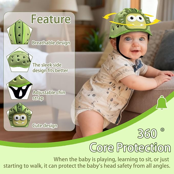 Baby Helmet for Crawing Walking,Soft Infant Safety Helmet,Baby Helmet 1-2 Years for Anti-Fall Head Protector,Adjustable, Breathable