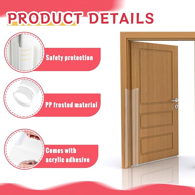 TrelaCo 12 Pcs Baby Proofing Door Pinch Guard, Hinge Cover, Door Edge & Corner Guards Protector for Kids Finger Safety, Heavy Duty Jam Shield, Translucent