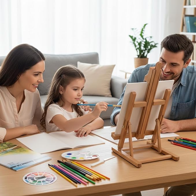 Falling in Art 52Pcs Acrylic Paint Set with Table Easel, Art Painting Kit with Acrylic Paints, Canvas Panels, Paintbrushes, Canvas Supplies Kit for Kids, Adults, Beginners, and Artists, Red