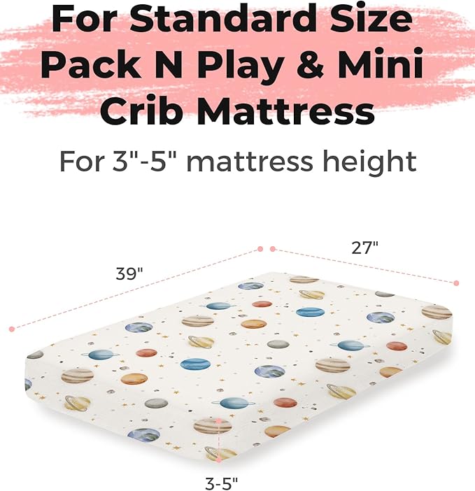 Pack and Play Sheets 2 Pack, Fitted Jersey Knit Mini Crib Sheets for Baby Boys and Girls, Compatible with Graco Pack N Play and Mini Crib Mattress (Bunny Garden, Pack N Play/Mini Crib Sheets)