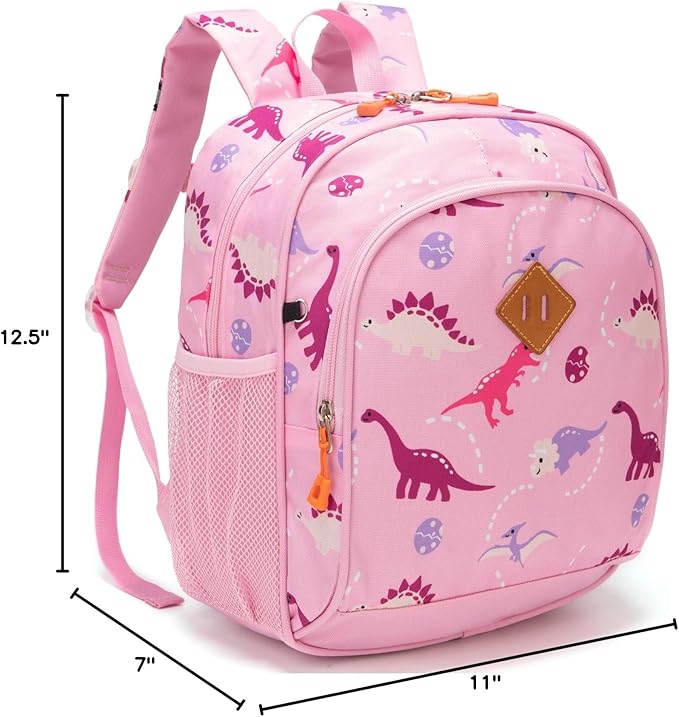 JinBeryl Toddler Backpack for Boys or Girls, Little Kids Backpack for Preschool or Kindergarten (Dinosaur Pink, Mini)