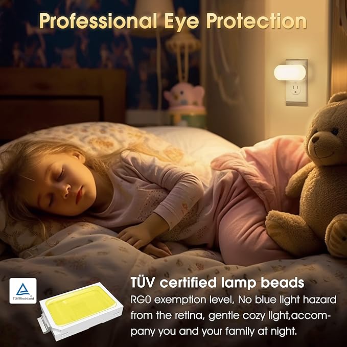 DORESshop Led Night Lights Plug into Wall Soft White, Compact Dimmable Night Light for Nursery 4Pack for Bedroom, Kids Room, Bathroom