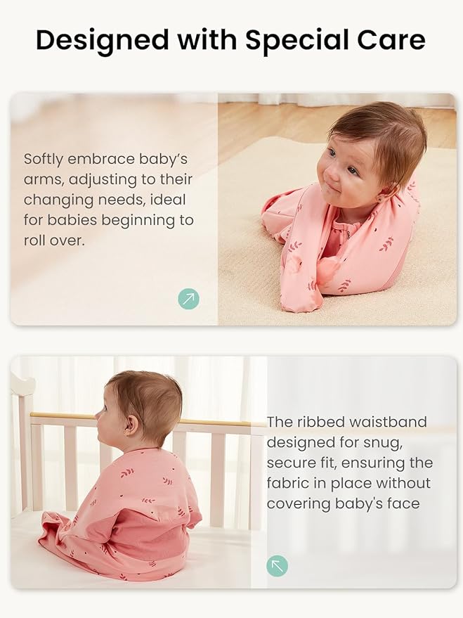 GROWNSY Transitional Swaddle Sleep Sack 6-12 Months, Starfish Design Baby Swaddle Sack, Dual-Zipper for Easy Diaper Changes, Proper Hip Development & Openable Foot Button, 19-27 lbs, Pink