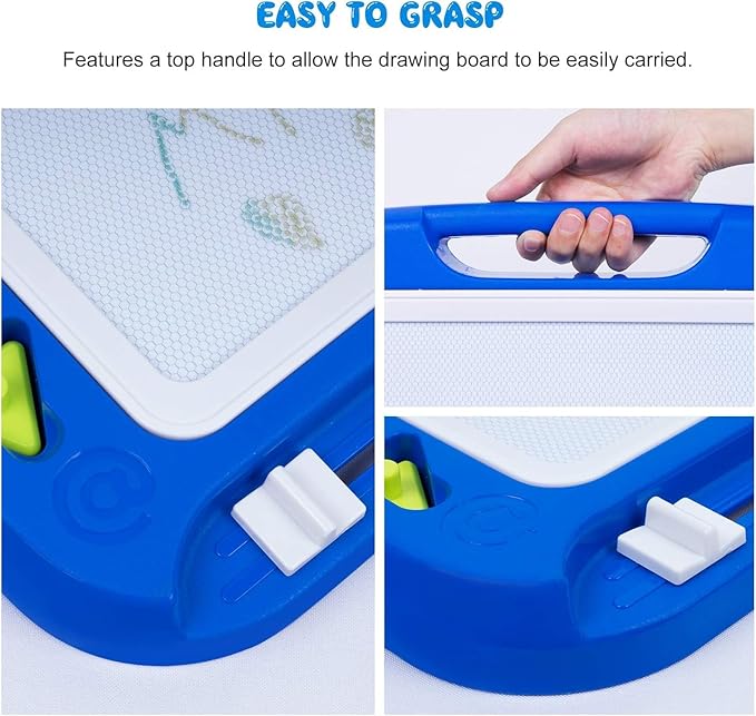 SGILE Large Magnetic Drawing Board for Kids, Toddlers Toys for 1 2 3 4 Year Old, Etch & Sketch Pad with 4 Stamps, Learning and Educational Toys for Boys Girls Gift, 16 ×13 in (42 x 32 CM), Blue