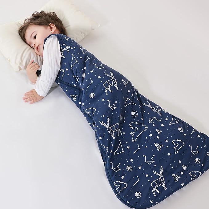 Mosebears Unisex Rayon Made from Bamboo Sleep Sack with 2-Way Zipper,2.5 Tog Baby Winter Sleep Sack(Navy Blue,18-36 Months)