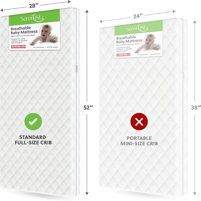 Breathable Baby Crib Mattress & Toddler Bed – Fully Washable | Patented 5” NestAir Core with HexCloud Gel Technology | Waterproof Side | Safe Sleep for Infants | Non-Toxic | Standard Size