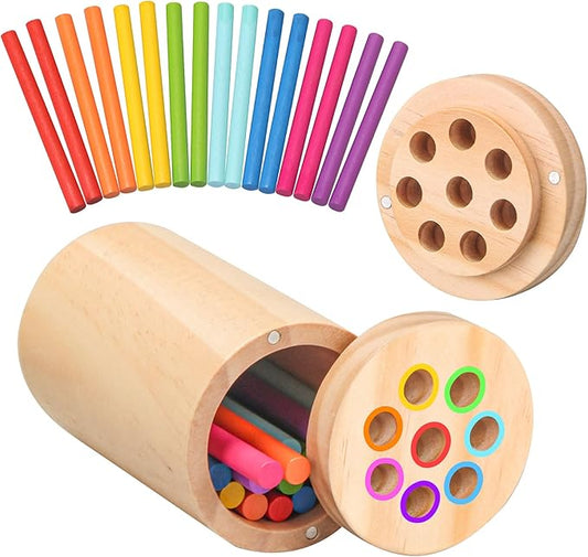 Montessori Toys for 1-3 Year Old,Color Sorting & Fine Motor Skills Preschool Learning Activities,Wooden Sensory Toys for Toddlers