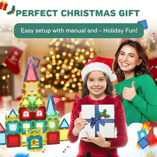 103 Piece Tiles Building Set for Kids Ages 3–8, Stem Educational Montessori Toy for Boys and Girls, Sensory Christmas Gift ImagiNation