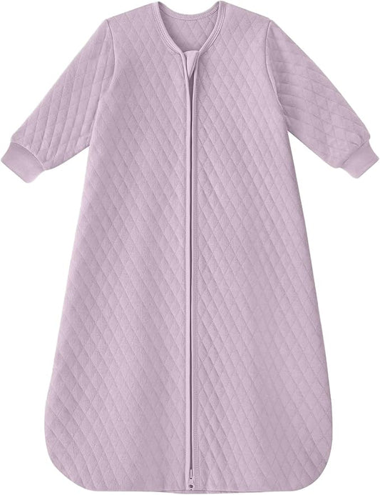 Yoofoss Baby Sleep Sack 6-12 Months 1.0 Tog Long Sleeve Sleep Sack Organic Cotton Wearable Blanket for Infants 2-Way Zipper Quilted Sleeping Sacks(Medium)