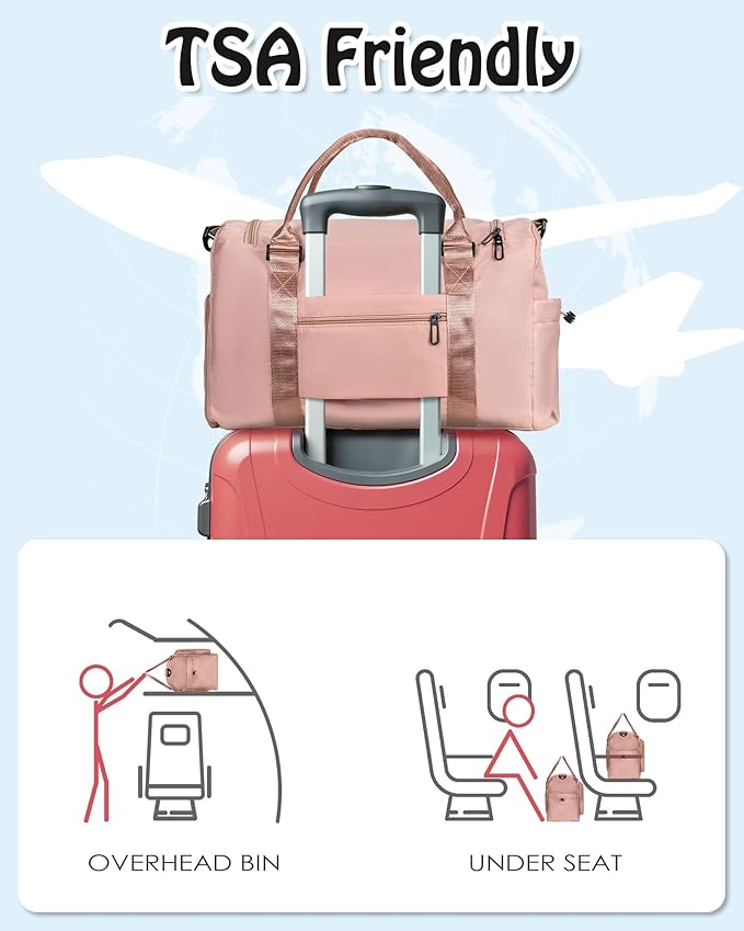 Elilier Graduation Gift 2025, Kids Travel Duffel Bag, Pink Polyester, 5x5x0.75 inches, Gym, Travel, Sports, Weekender, Overnight, Dance, Airline Travel