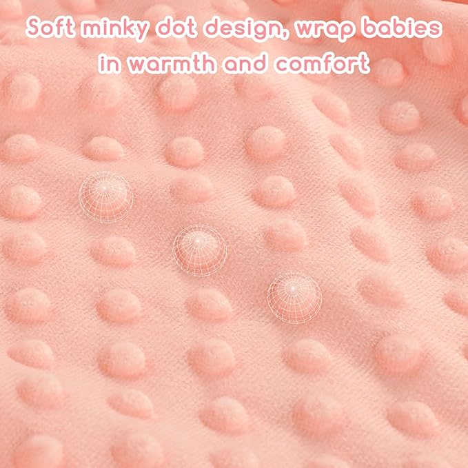 Baby Blankets for Girls, Toddler Newborn Blanket Double Layer with Dotted Backing Crib Receiving Blanket for Toddler Nursery Bed Blanket, Pink Bow, 30x40 Inches