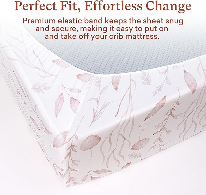 Baby Crib Sheets (2-Pack) for Boys Girls, Soft Fitted Sheets for Standard Crib Toddler Mattress, Breathable Baby Sheets (28x52x8in)