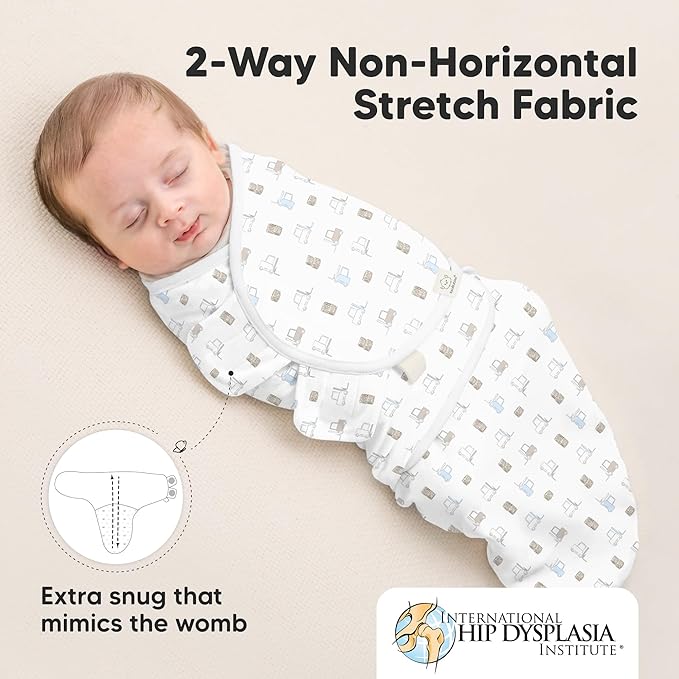 KeaBabies 3-Pack Organic Baby Swaddle Sleep Sacks - Swaddles for Newborns, Infant 0-3 Months, Baby Girls, Boys, Soft & Snug Newborn Sleep Sack, Nursery Swaddling Blankets (Excavation)