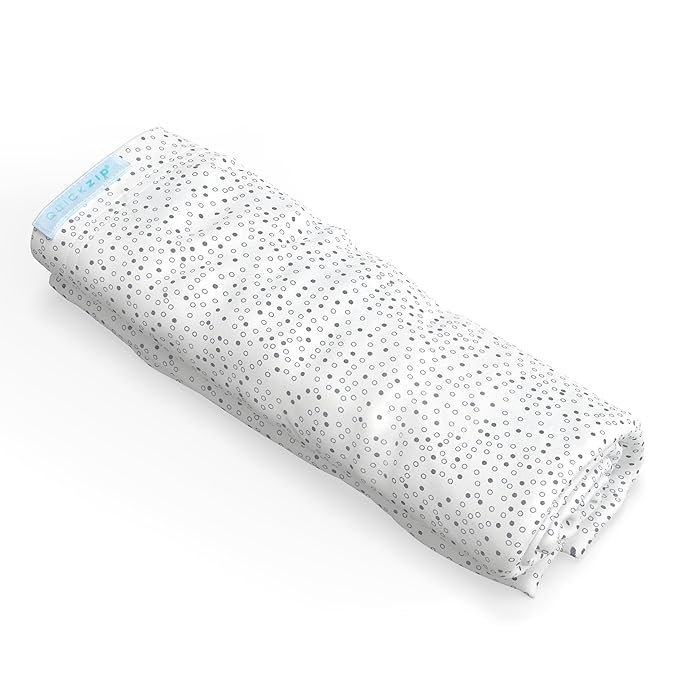 QuickZip Crib Extra Zip-On Sheet (SecureFit Wraparound Base Not Included) - Faster, Safer, Easier Baby Crib Sheets - Gray Dot 100% Cotton - Fits All Standard Crib Mattresses