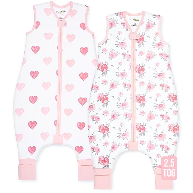 Mama Cheetah Toddler Sleep Sack with Feet 3T - 4T, 2.5 TOG Organic Cotton Baby Sleeping Bag with Legs, Baby Wearable Blankets for Walkers w/ 2-Way Zipper, Baby Sleep Sack for Girls & Boys, Large