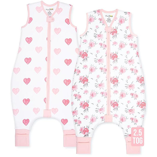 Mama Cheetah Toddler Sleep Sack with Feet, 6-18 Month, 2.5 TOG Organic Cotton Baby Sleeping Bag with Legs, Baby Wearable Blankets for Walkers w/ 2-Way Zipper, Baby Sleep Sack for Girls & Boys, Small