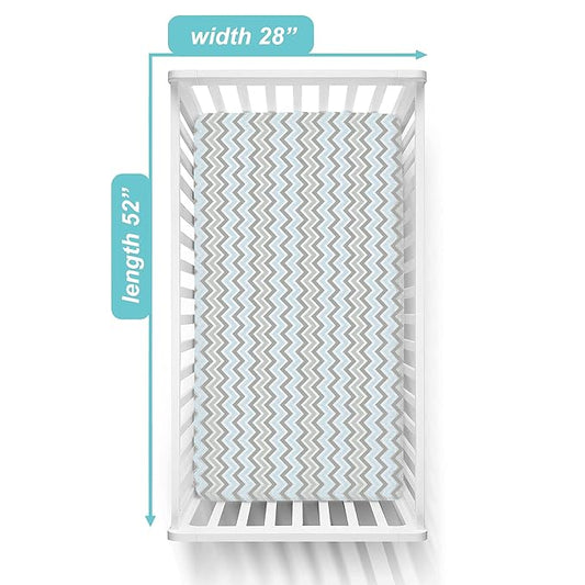 American Baby Company 100% Natural Cotton Percale Fitted Crib Sheet for Standard Crib and Toddler Mattresses, Blue Zigzag, Soft Breathable, for Boys and Girls