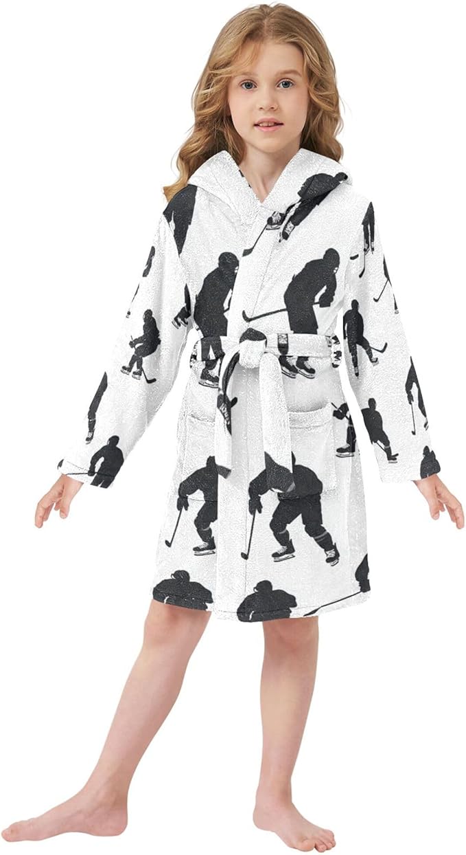 Bathrobe Hooded PJ Robe Soft Fleece Robe Pajama Sleepwears 2-12 Years