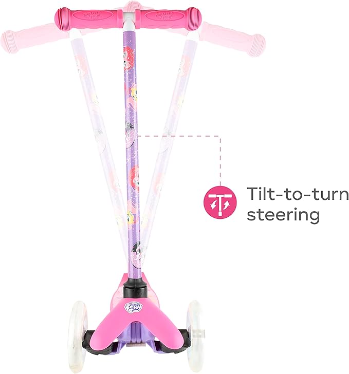 Self Balancing Kick Scooter with Light Up Wheels, Extra Wide Deck, 3 Wheel Platform, Foot Activated Brake, 75 lbs Limit, Kids & Toddlers Girls or Boys, for Ages 3 and Up