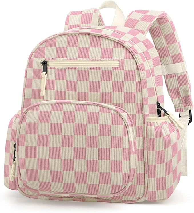 atgark Corduroy Kids Backpack for Girls, Girls Backpack 5-9, Kindergarten Elementary School Bookbag for Girl 15.3" H Fit Folder