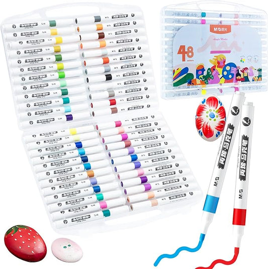M&G 48 Colors Acrylic Markers Paint Pens Markers, Stocking Stuffers for Rock, Wood, Fabric, Glass, Canvas, Ceramic, Christmas Gifts for artists DIY Crafts Art Supplies