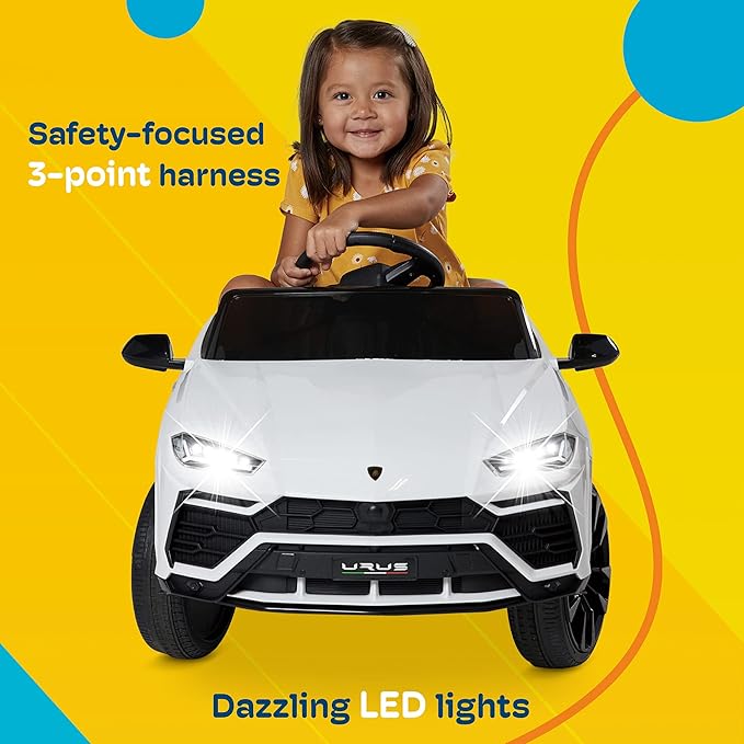 Kidzone Ride On Car 12V Lamborghini Urus Kids Electric Vehicle Toy w/Parent Remote Control, Horn, Radio, Port, AUX, Spring Suspension, Opening Door, LED Light - Red