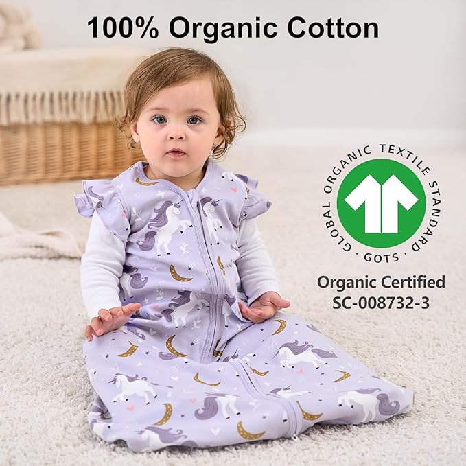 Yoofoss Baby Sleep Sack 0-6 Months Wearable Blanket for Babies 100% Organic Cotton 2-Way Zipper TOG 0.5 Toddler Sleeping Sack 3 Pack, Comfy Lightweight Sleep Sacks