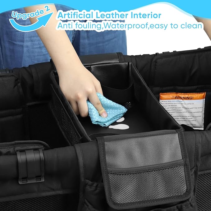 Myvikcar Stroller Snack Tray with Anti-Falling Bottle Holders for Wonderfold Wagon,Waterproof Faux Leather Interior,Easy to Install and Remove( W1,W2)