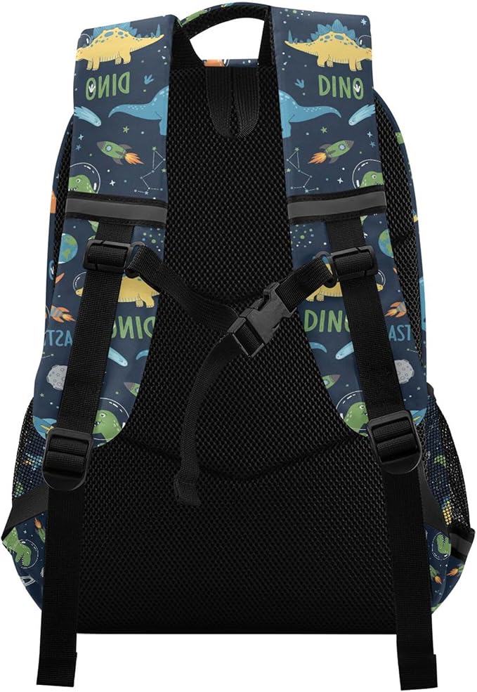 MNSRUU School Backpack with Chest Strap, Cute Funny Dinosaurs Laptop Backpack, Travel Hiking Backpack for Boys Girls, Rucksack, Knapsack One Size
