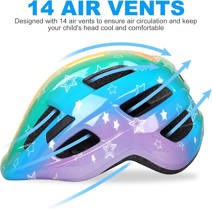 Kids Bike Helmet for Ages 1-8 Years, Adjustable Toddler Boys and Girls Helmets, Lightweight Child Infant Bicycle Cycling Scooter Sports Helmet 48-54cm