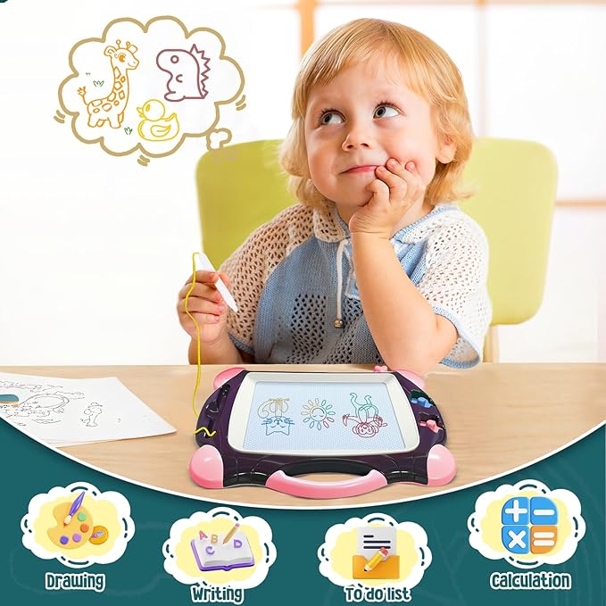 Daisiki Magnetic Drawing Board, Toddler Toys for Age 1 2 3 Boys Girls, Toddler Drawing Board, Birthday Easter Christmas Halloween Kids Toy Gifts for Boys and Girls