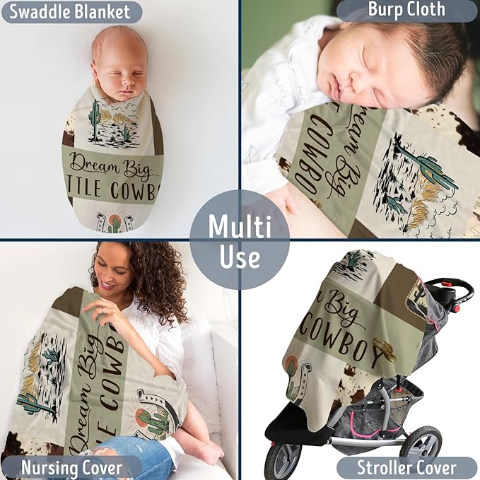 Western Blanket, Western Decor for Nursery Room, Baby Blankets for Boys Girls, Cowboy Baby Blankets, Western Baby Stuff, Soft Warm Lightweight Nursery Bed Blanket for Newborn Toddlers (03, 30x40 in)