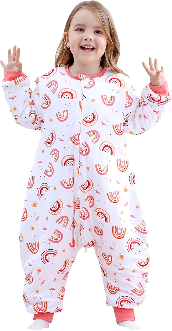 Toddler Sleep Sacks 2.5 TOG Winter Long Sleeve Sleep Sack with Legs 2-Way Zipper Baby Wearable Blanket